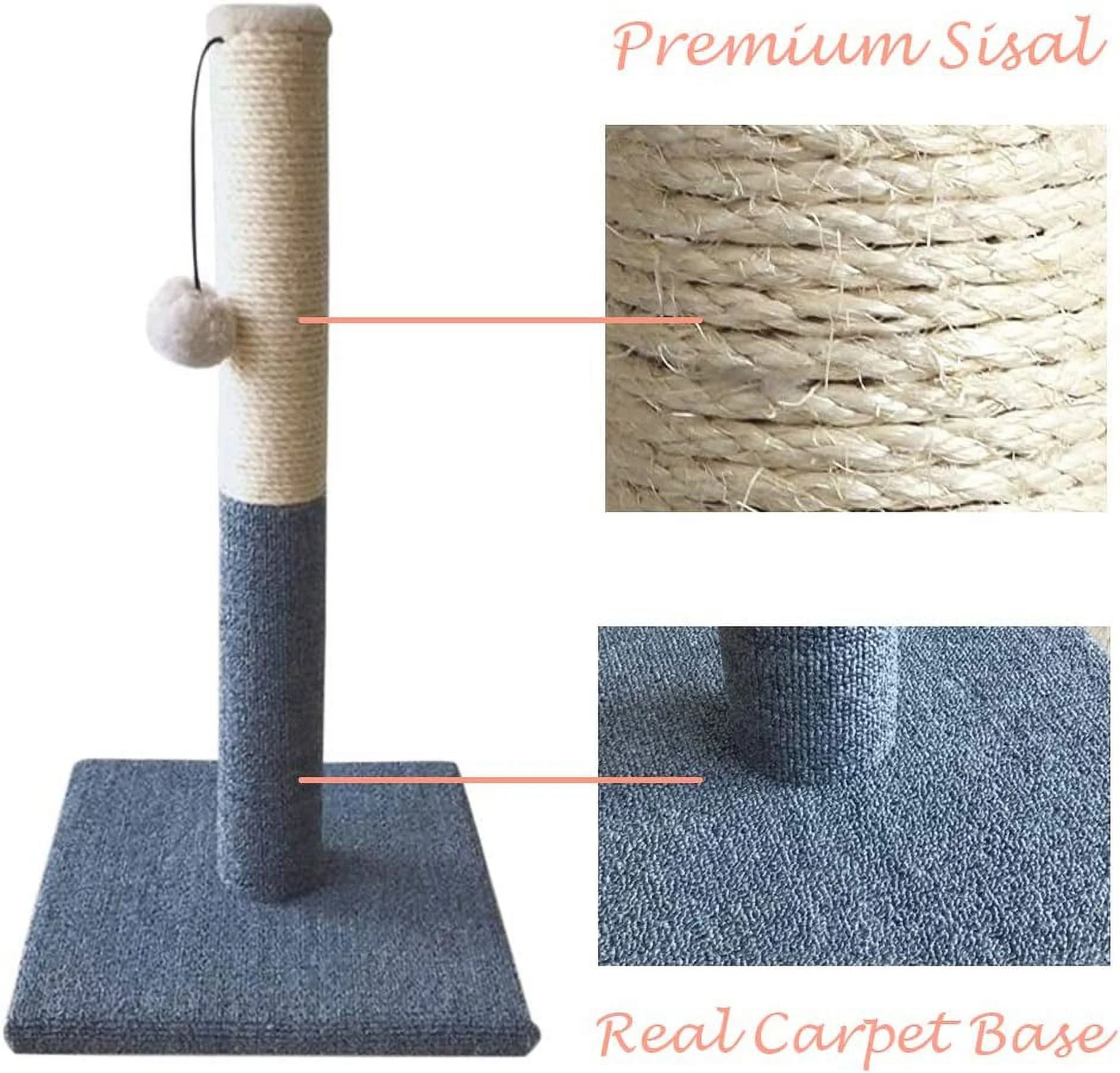 Rascador Para Gatos Con Pelota De Juguete, Fieltro Gris Y Sisal, Rascador Para Gatos